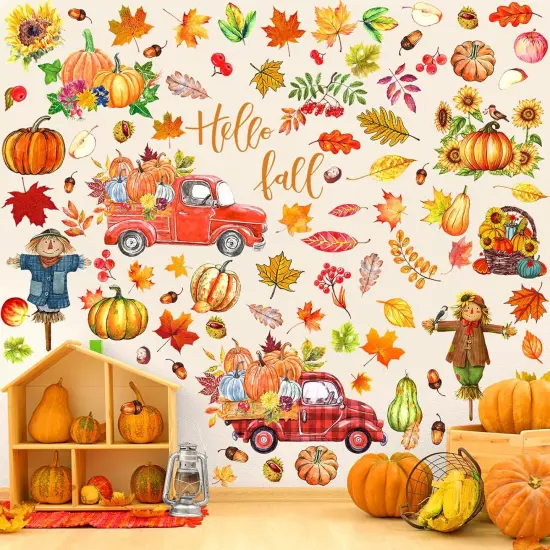 6 Sheets Thanksgiving Fall Wall Sticker Decorations (Scarecrow) {1}