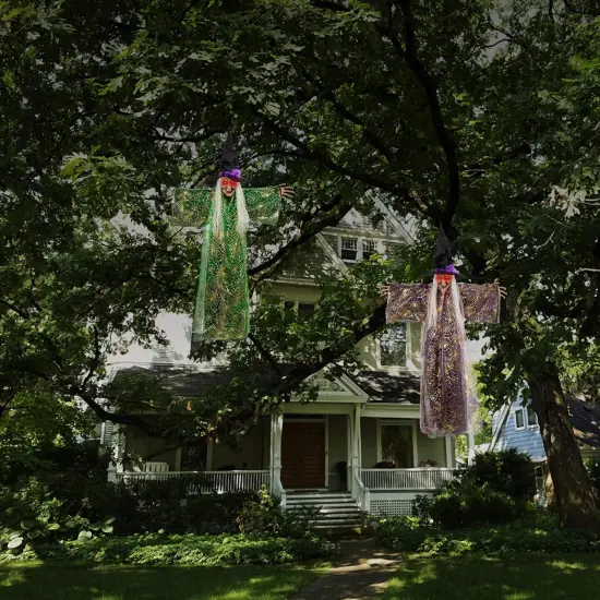 2 Pack Halloween Hanging Witch with Scary Sound Effect {4}