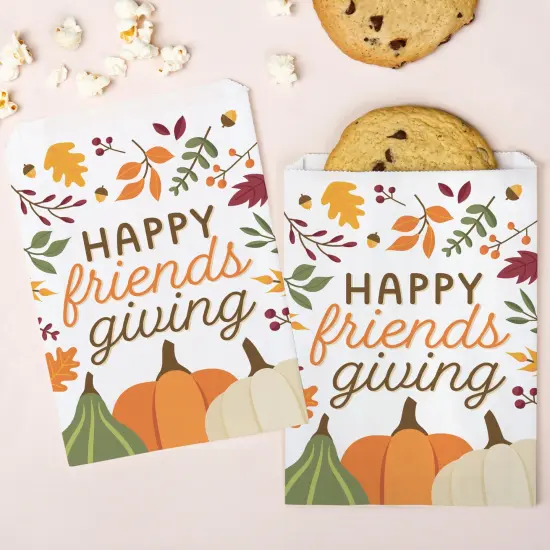 Big Dot of Happiness Fall Friends Thanksgiving Paper Treat Bags, Individual Candy Snack Favors, Greaseproof White Sandwich Cookie Bags - 25 Count {1}