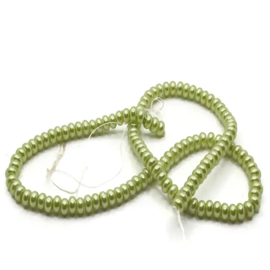 120 5mm Green Glass Pearl Rondelle Beads {6}
