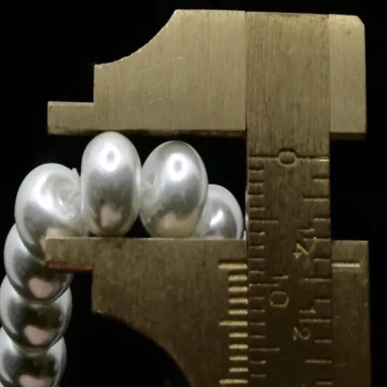 65 8mm White Glass Pearl Rondelle Beads {4}