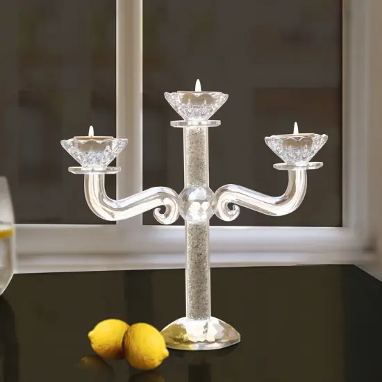 Crystal Candelabra with Crushed Inner Gemstones - 3 Arms {6}