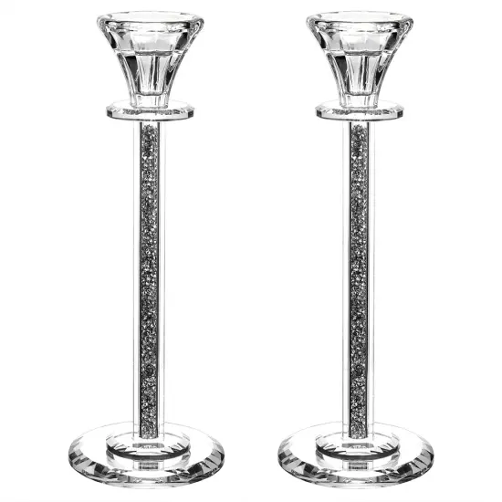 Crystal Candlesticks with Mirrored Base Clear {1}