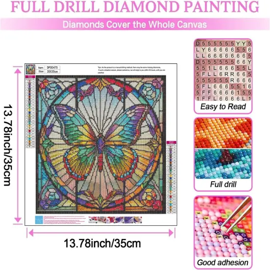 Diamond Art Kits for Adults,5D Butterfly Diamond Painting DIY Flower Diamond Art Diamond Painting Kits for Adult,Round Full Drill Diamonds, Diamond Art Kits for Home Decor-13.78x13.78inch {4}