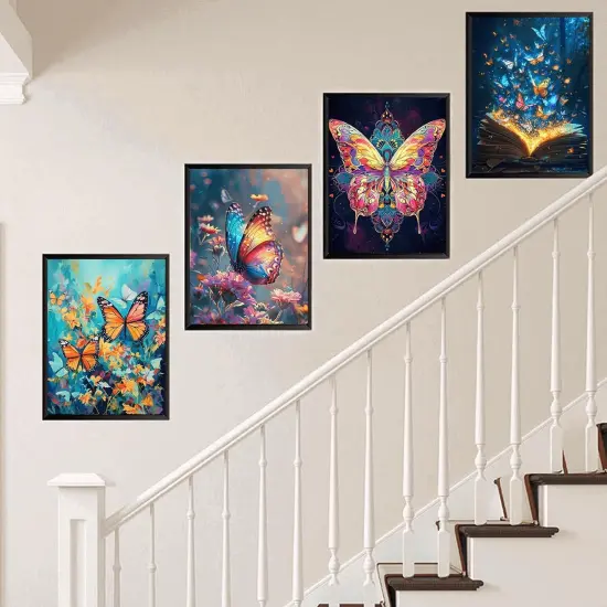4 Pack Butterfly Diamond Art Kits for Adults 5D Diamond Art Kit for Beginners DIY Paint with Round Full Drill Gem Art Painting for Home Wall Decor Gifts (11.8x15.7inch) {3}