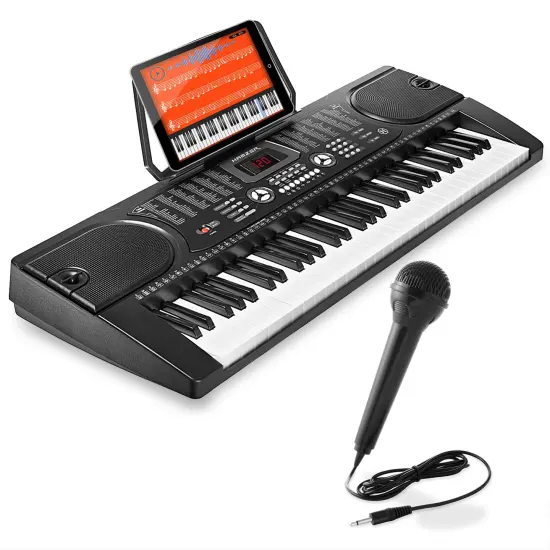 Hamzer 61-Key Digital Music Piano Keyboard - Portable Electronic Musical Instrument - with Microphone and Sticker Sheet {1}