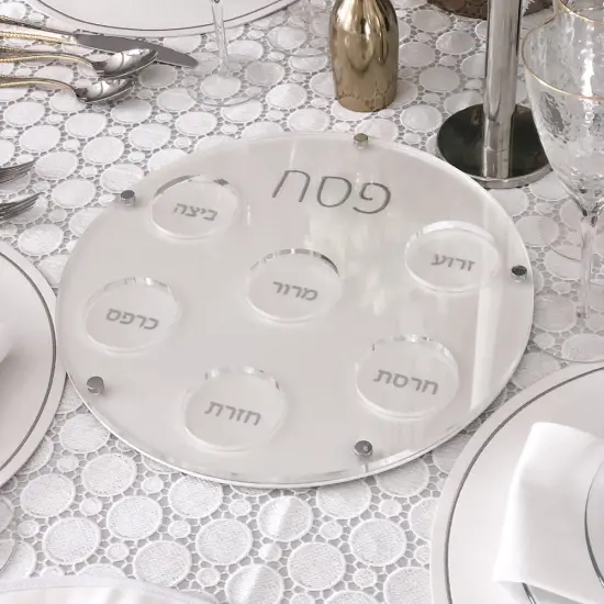 Lucite Seder Plate with Leatherette Backing Gold {3}