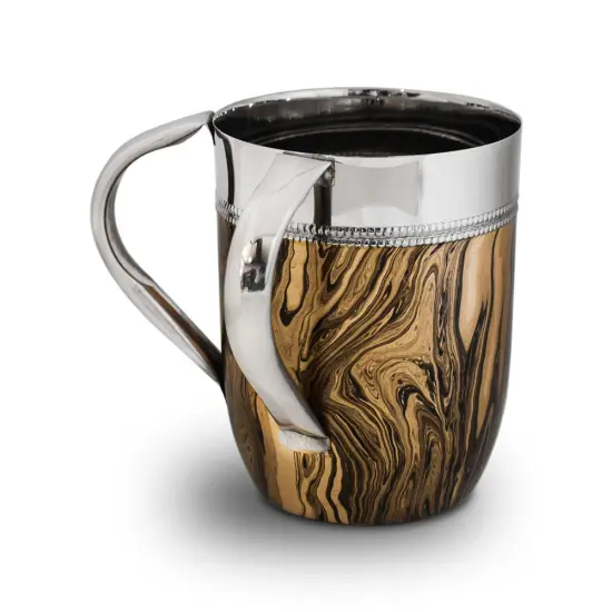 Black and Gold Marble Design Stainless Steel Wash Cup {1}