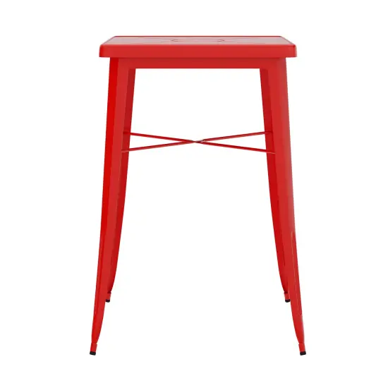 Merrick Lane Retta Patio Dining Table with Metal Frame and Square Top Red {6}