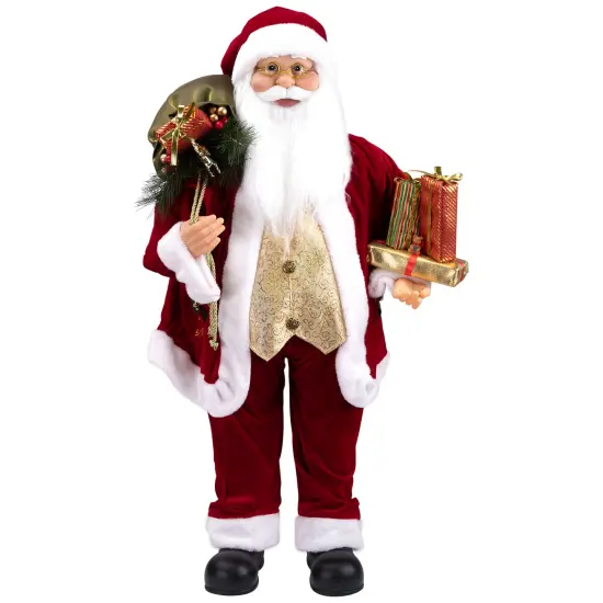 Northlight Holly Berry Santa Claus with Presents Christmas Figure - 36" Red {3}
