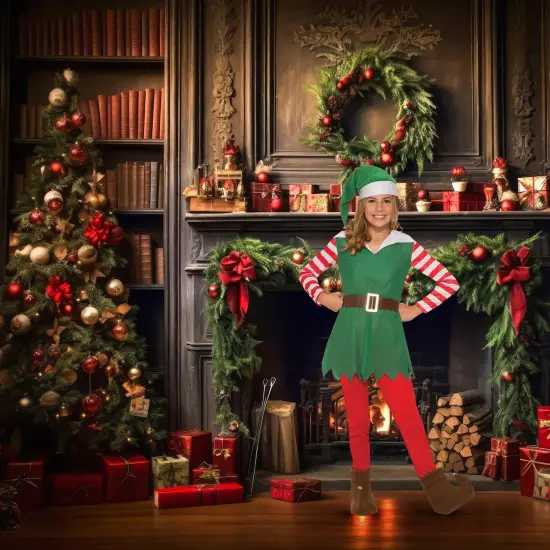 Santa's Helper Girl's Elf Costume {3}