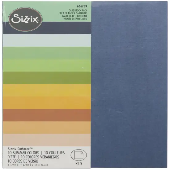Sizzix Surfacez A4 Cardstock 40/Pkg-Summer Colors {1}