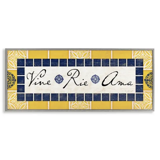 Stupell Industries Vine Ríe y Ama Framed Giclee Art Gray Framed {1}