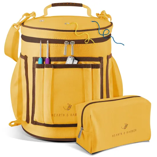 Hearth & Harbor Crochet Bag Organizer Mustard {1}