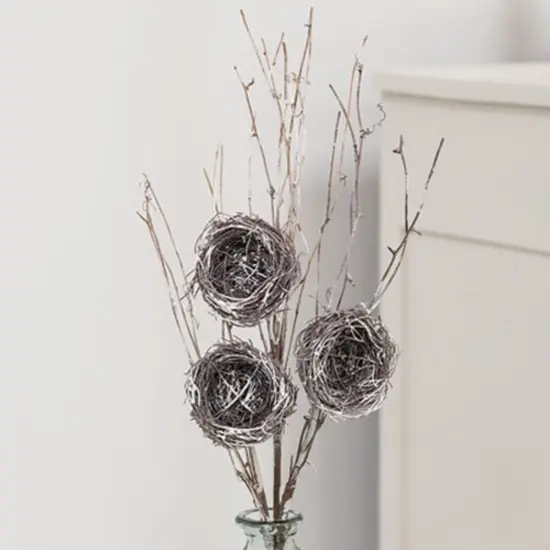 Snow Fallen Branch With Birdnest 34" {1}