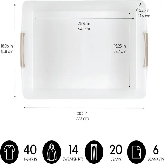 IRIS USA 40 Qt Plastic Under Bed Storage Stackable Nestable Organizer Bin Container with Secure Lids and Durable Tan Buckles, Multi-Purpose for Clothes, Shoes, and Beddings, Clear {2}