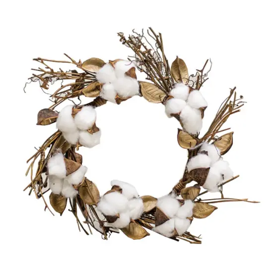 Cotton and Twig Candle Ring &ndash; Rustic Farmhouse Accent with Natural Cotton Pods & Twig Base for Seasonal Displays {1}