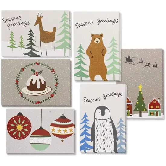 Merry Christmas Greeting Cards and Envelopes, Cute Designs (4 x 6 In, 36 Pack) {1}