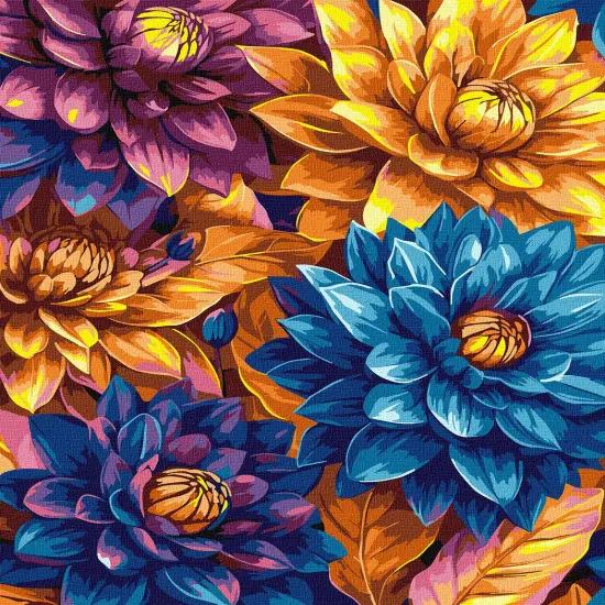 Painting by Numbers kit Bright dahlias with extra metallic paints KHO3305 {2}