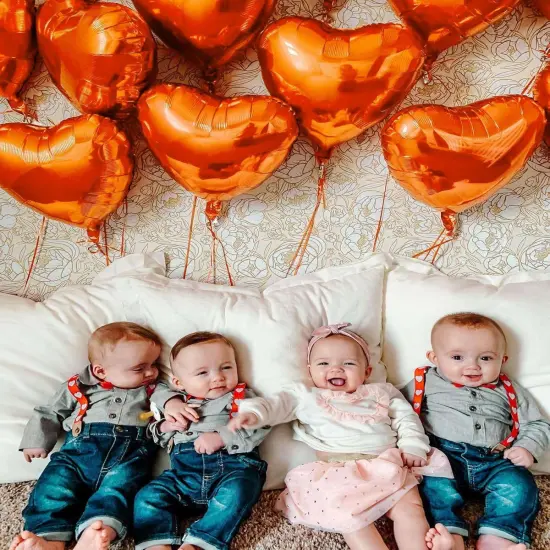 10 Pcs Orange Heart Shape Foil Mylar Balloons 18 Inch Love Balloons (Orange) {4}