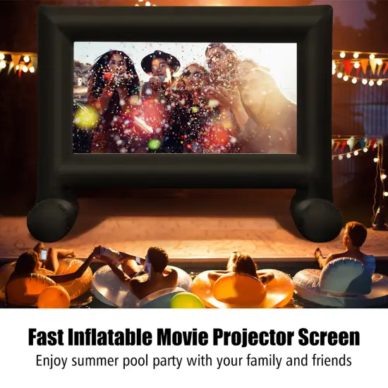 Costway 14FT\16FT\18FT\20FT InflatableProjector Screen Projection Outdoor Home Theater W/ Blower {2}