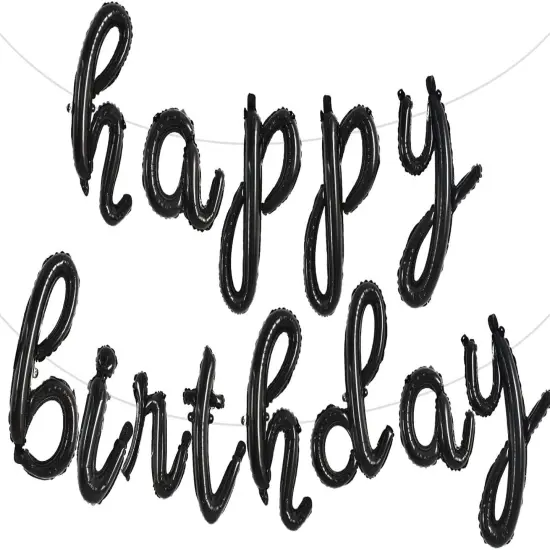 Happy Birthday Foil Cursive Balloons - Black {1}