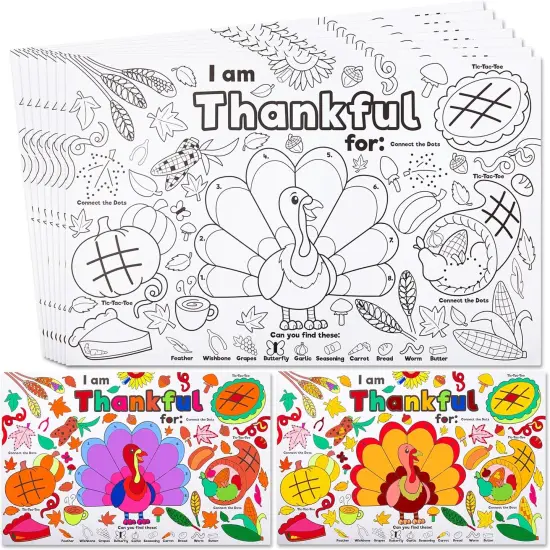 24 Pcs Thanksgiving Coloring Placemats {1}