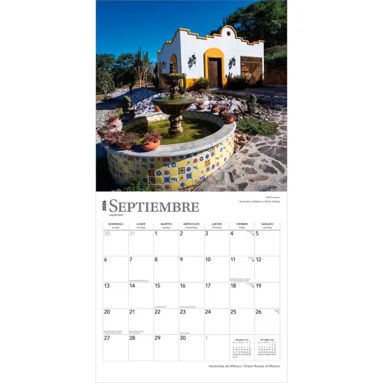 Haciendas de Mexico | Great Houses of Mexico | 2026 12 x 24 Inch (Hanging) Monthly Square Wall Calendar | English/Spanish Bilingual | Plastic-Free {4}