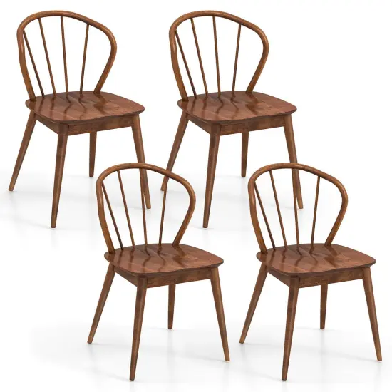 Costway Wooden Dining Chair Set of 2/4 with High Spindle Back Rubber Wood Legs Wide Seat {8}