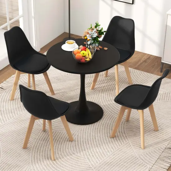 Costway 5 PCS Dining Set Modern Round Dining Table 4 Chairs for Small Space Kitchen {2}