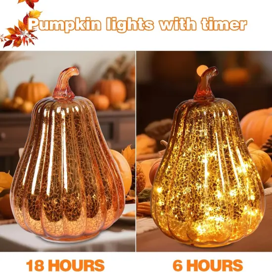 Fall Lighted Glass Pumpkins Set of 3 {3}