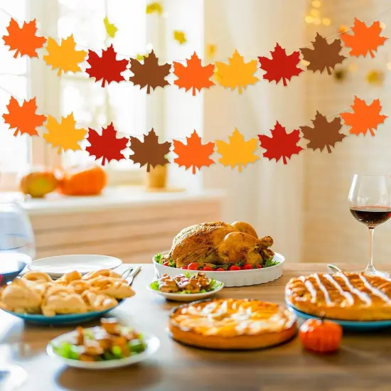 4Pcs Fall Felt Garland 4 Colors Maple Leaf {5}