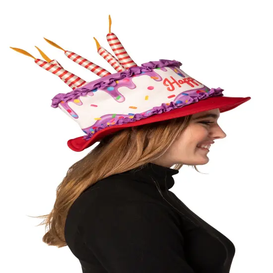 Birthday Cake Hat Costume, Adult One Size Purple, red & white {3}