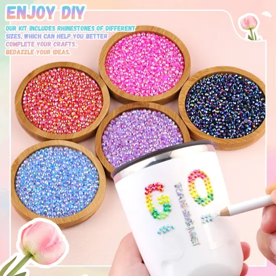 30000Pcs 3mm Flatback Resin Rhinestones with Glue - Multicolored {3}