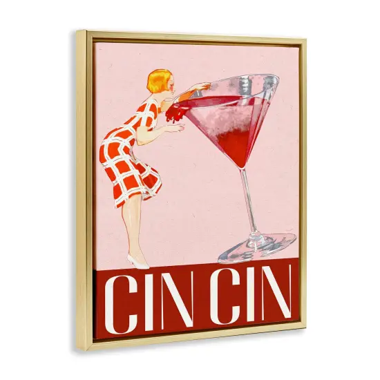 Stupell Industries Retro Woman & Cocktail Floating Frame By Lil' Rue {3}