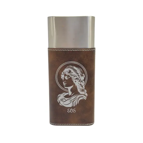 Cigar Case with Cutter - Eos Goddess of Dawn - Leather Rustic/Silver {1}