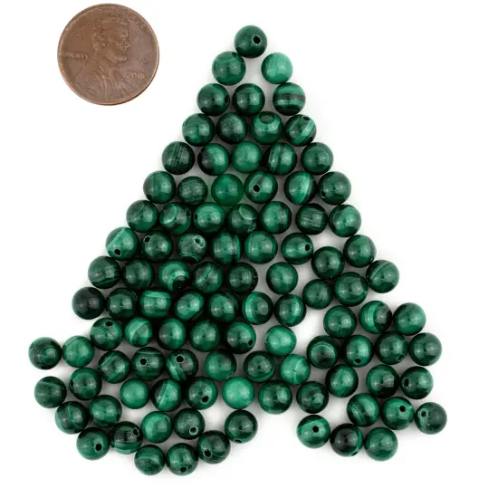 The Bead Chest Round Malachite Beads (6mm, Set of 90) {2}