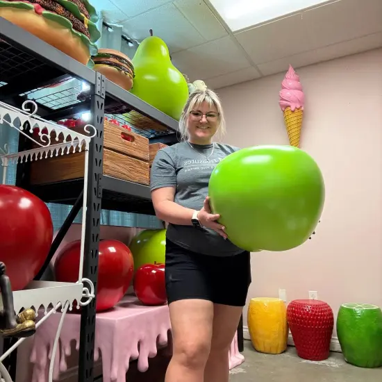 Medium Green Apple Over Sized Statue {3}