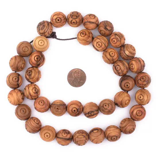 The Bead Chest Carved Olive Wood Beads from Bethlehem (16mm) {2}