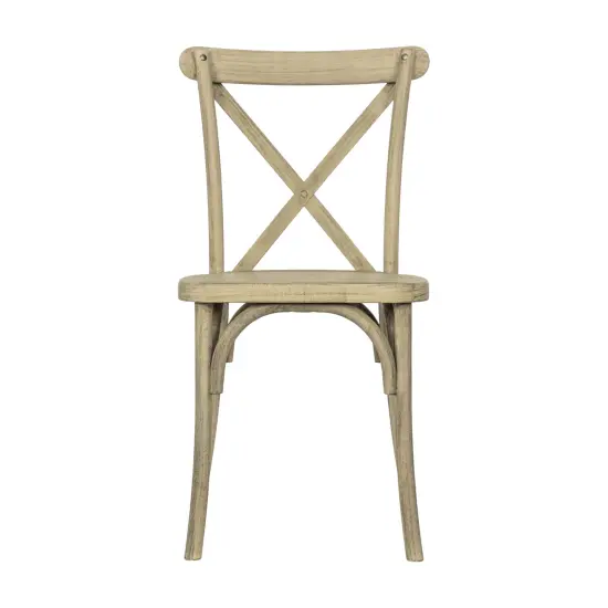 Emma and Oliver Hensler Weather-Resistant Wood Look Stackable Resin Cross Back Chair for Indoor/Outdoor Use Light Oak {6}