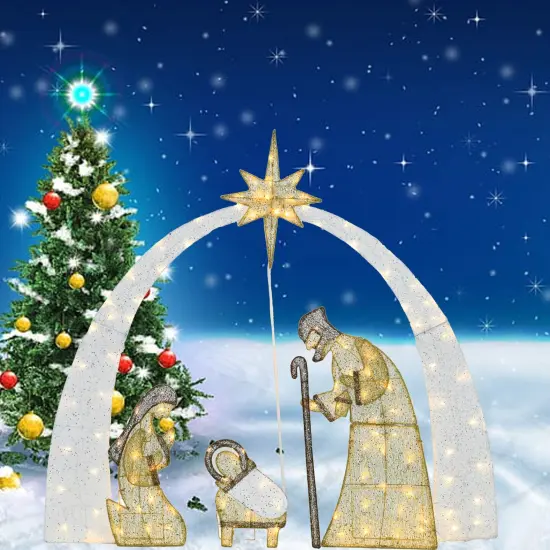 54 Inch Nativity Scene Decoration, Christ Birth Pre-Lit Display, Warm White LED 115L {4}