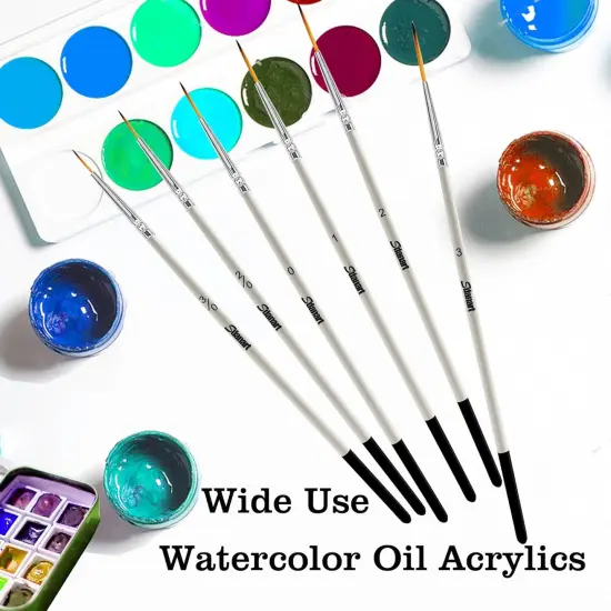 Script Liner Paintbrush 6 PCS Highly Flexible Liner Brush Extra Long Fine Point Tip Pinstriping Scroll Outlining Brush for Acrylic Watercolor Oil Gouache {4}