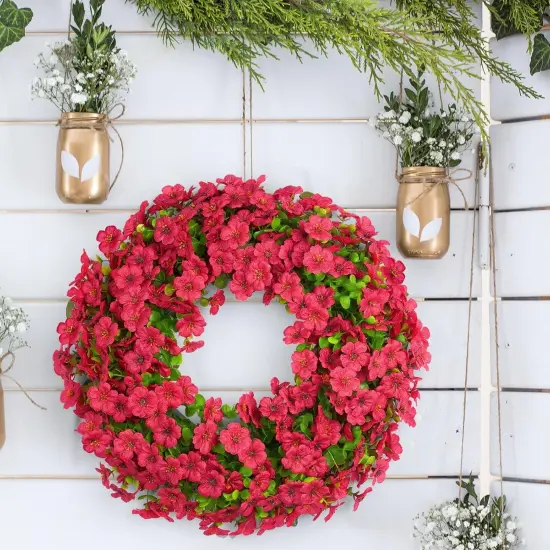 Spring Floral Wreaths for Front Door Artificial Flowers {5}