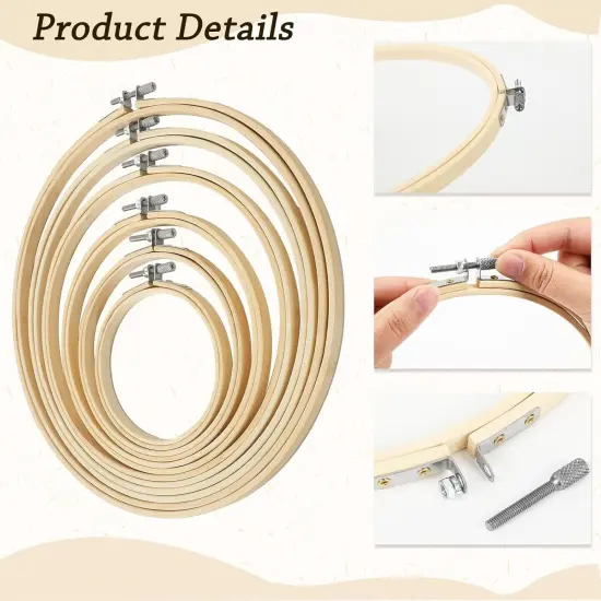 6 Pieces Embroidery Hoops Adjustable Circle Cross Stitch Hoop Ring 4 inch to 10 inch Bulk Round Embroidery Hoop for Art Craft Handy Sewing and Christmas Decoration {2}