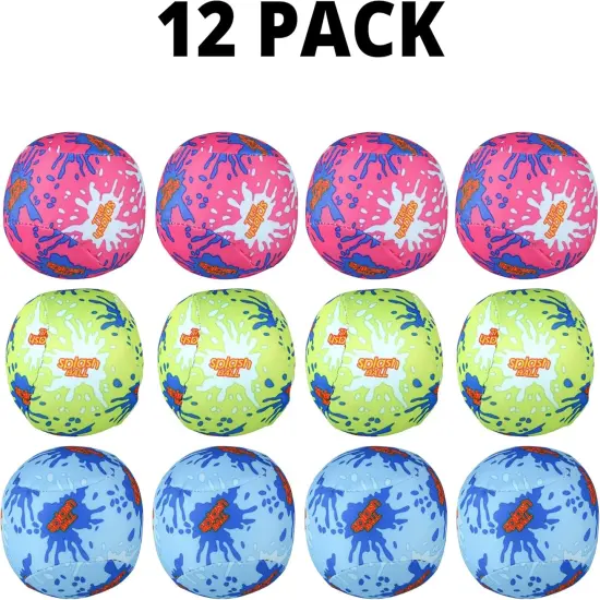 4E's Novelty 12 Pack Water Bomb Splash Balls - 3" Mini Absorbent Sponge Balls for Pool Party Favors for Kids {2}