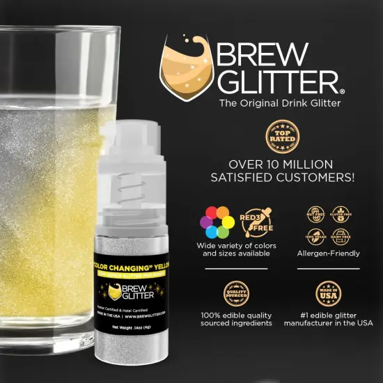 Brew Glitter - Yellow Color Changing Edible Drink Glitter (4g, Mini Spray Pump) for Beer, Cocktails and Beverages {2}