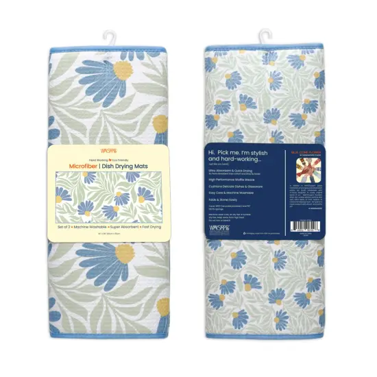 Blue Coneflower Microfiber Dish Drying Mats, Set of 2 {6}