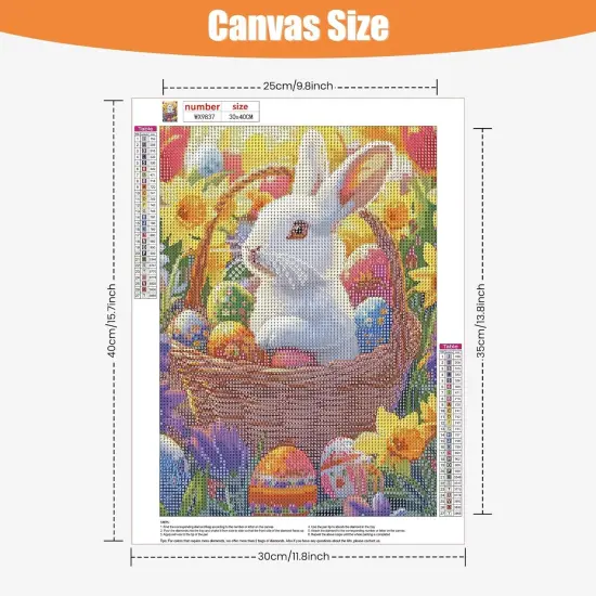 Diamond Painting Kits for Adults,Easter Full Drill Diamond Art Diamond Dots Paintings for Beginners,Rabbit Eggs Round 5D DIY Arts and Crafts for Home Wall Decor 12x16inch {3}