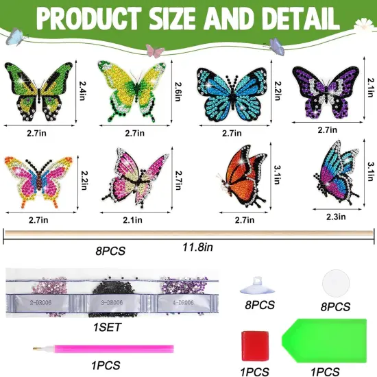 8 Pcs Butterfly Diamond Art Kits for Adults {2}