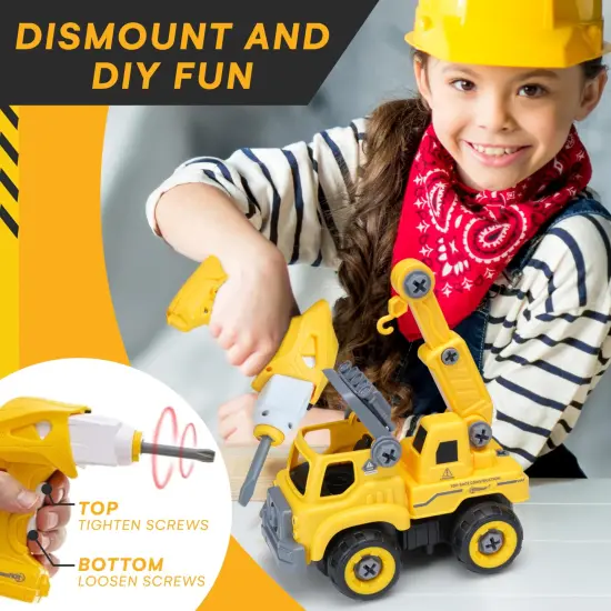 Top Race 3-in-1 Construction Toys - Easy Assembly Take Apart Construction Trucks with Remote Control and Drill - 3 Building Models for Kids Ages 3 and Up - Ideal for Indoor and Outdoor Play {3}